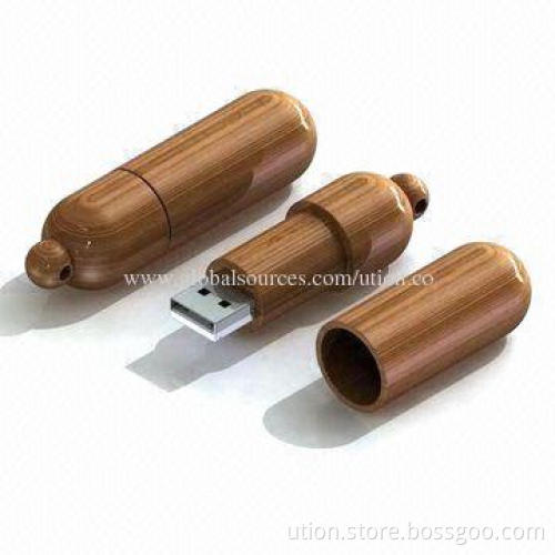 Wooden USB Flash Drives with 1 to 16GB Memory Capacity, Free Samples and Logos Available